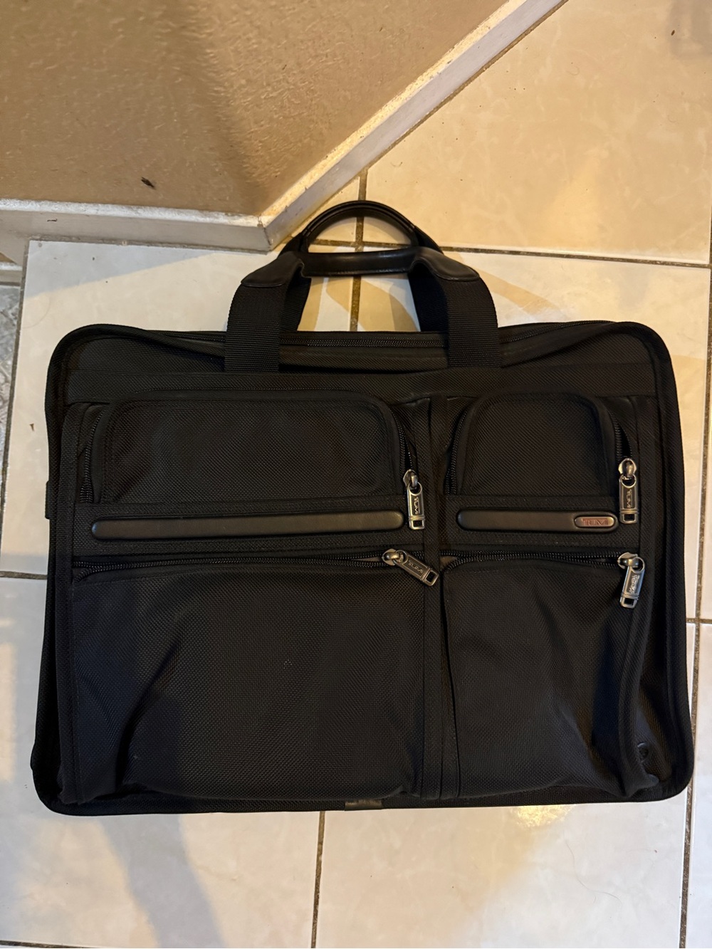 TUMI Black Ballistic Nylon Expandable Laptop Briefcase Business Travel Bag